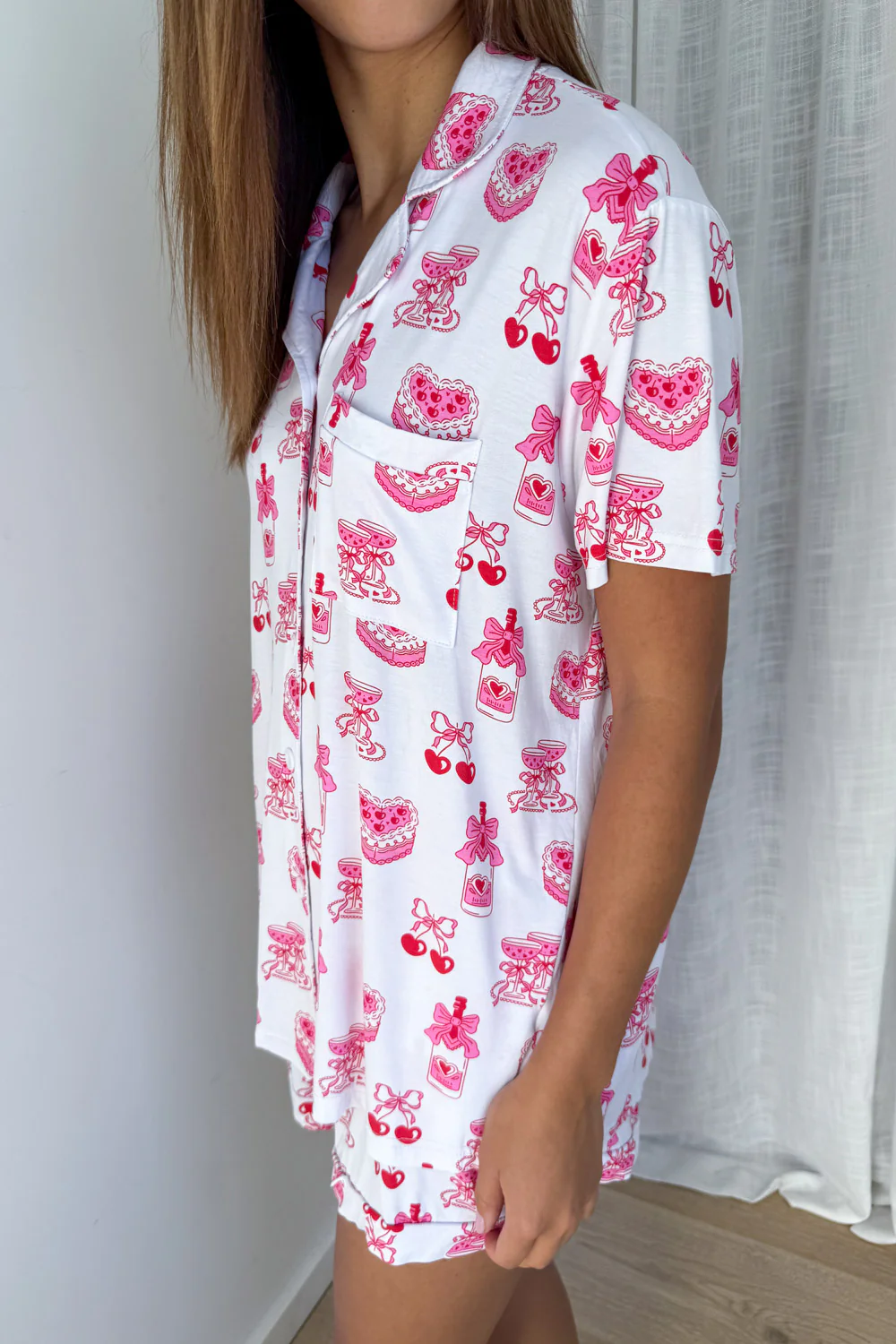 The Comfiest PJs Shirt & Short Set - Pink Print - Image 5