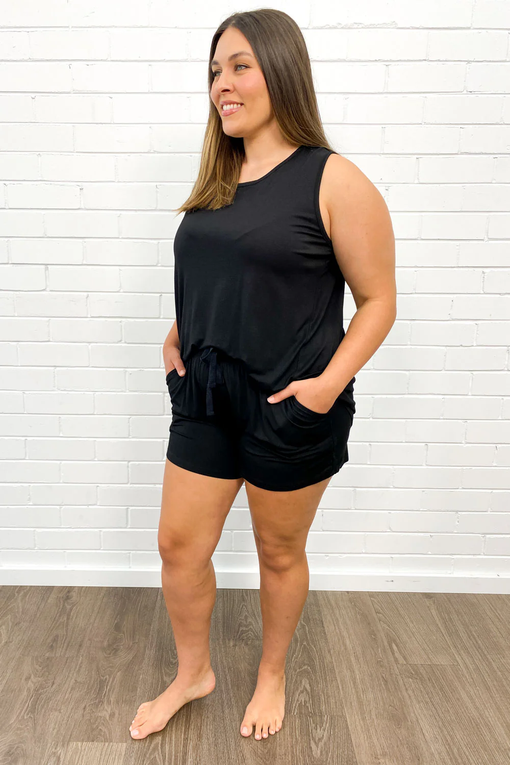 The Comfiest PJs Tank & Shorts Set - Black - Image 11
