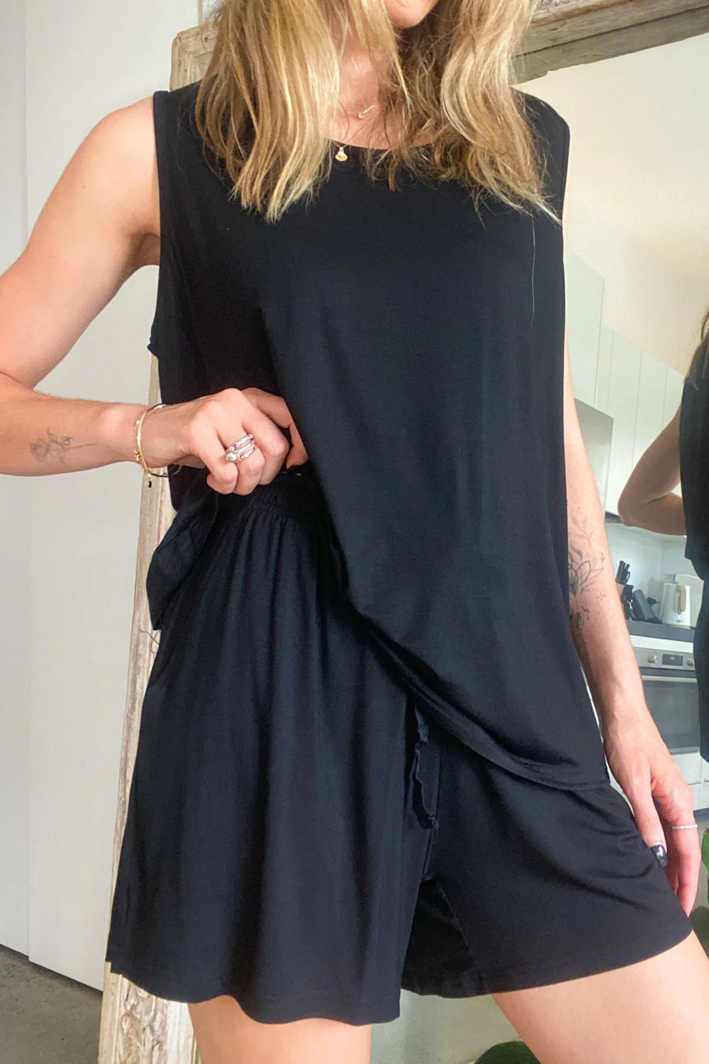 The Comfiest PJs Tank & Shorts Set - Black - Image 8