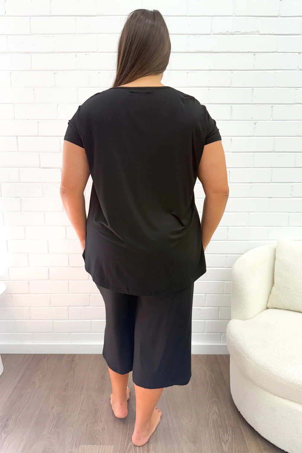 The Comfiest PJs Tee & Cropped Pants Set - Black - Image 13