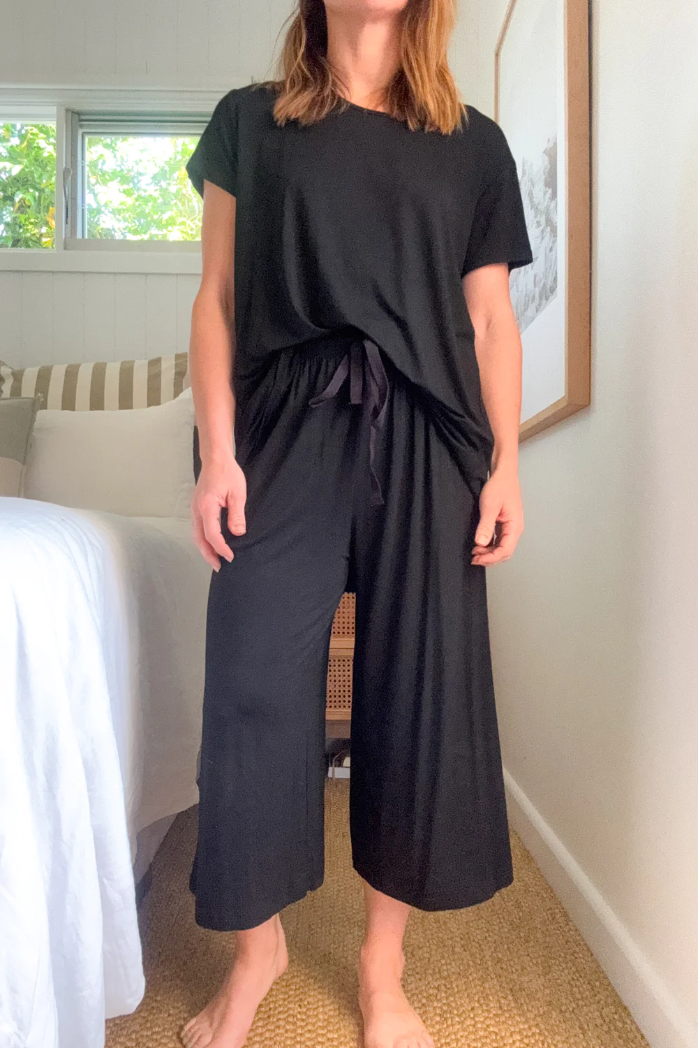 The Comfiest PJs Tee & Cropped Pants Set - Black - Image 4
