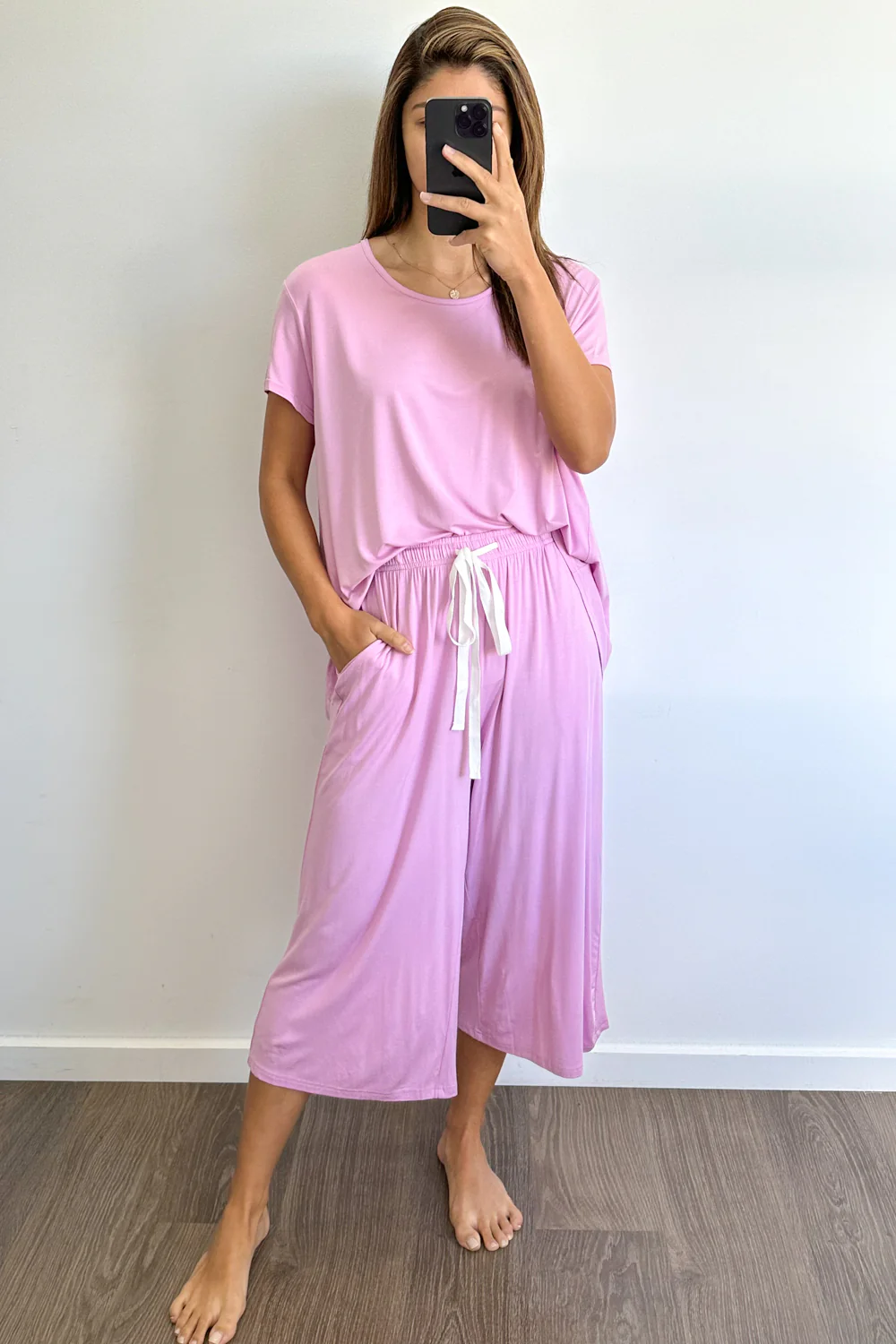 The Comfiest PJs Tee & Cropped Pants Set - Fairy Floss - Image 7
