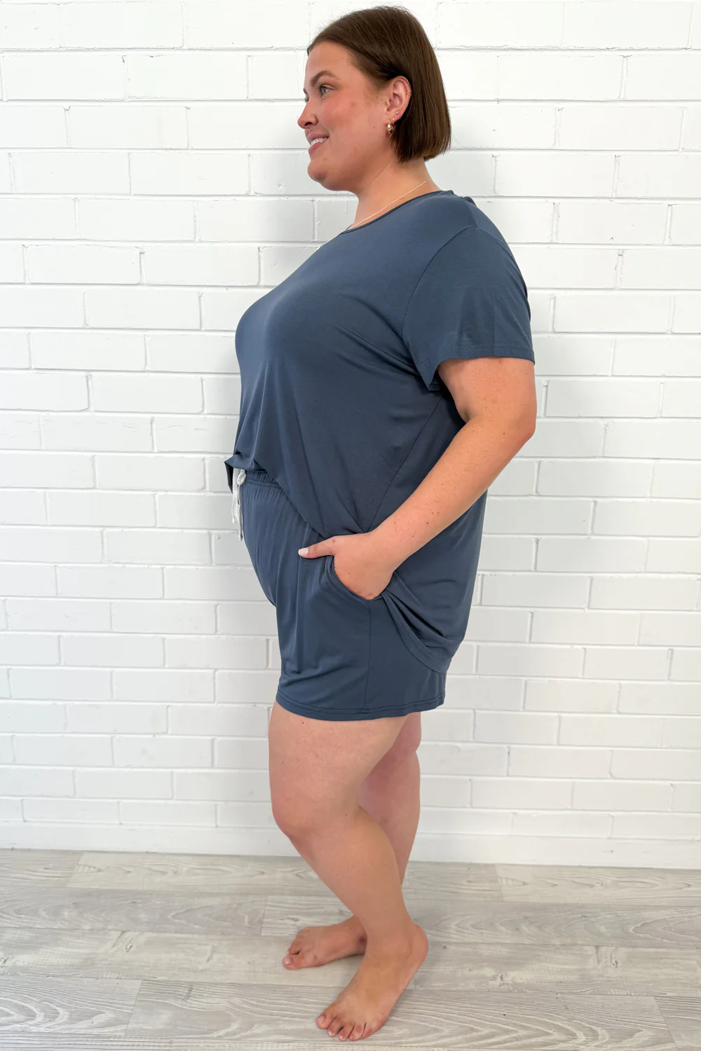The Comfiest PJs Tee & Shorts Set - Blue Grey - Image 10