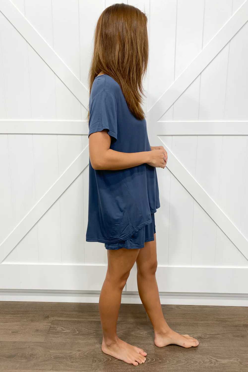 The Comfiest PJs Tee & Shorts Set - Blue Grey - Image 4