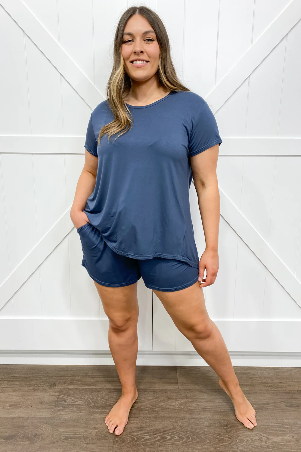 The Comfiest PJs Tee & Shorts Set - Blue Grey - Image 7