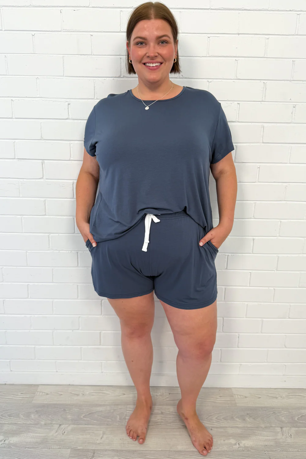 The Comfiest PJs Tee & Shorts Set - Blue Grey - Image 9