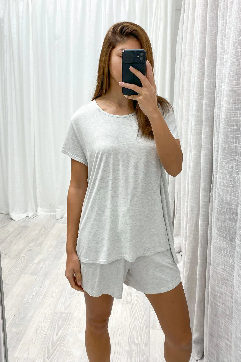 The Comfiest PJs Tee & Shorts Set - Grey Marle - Image 10