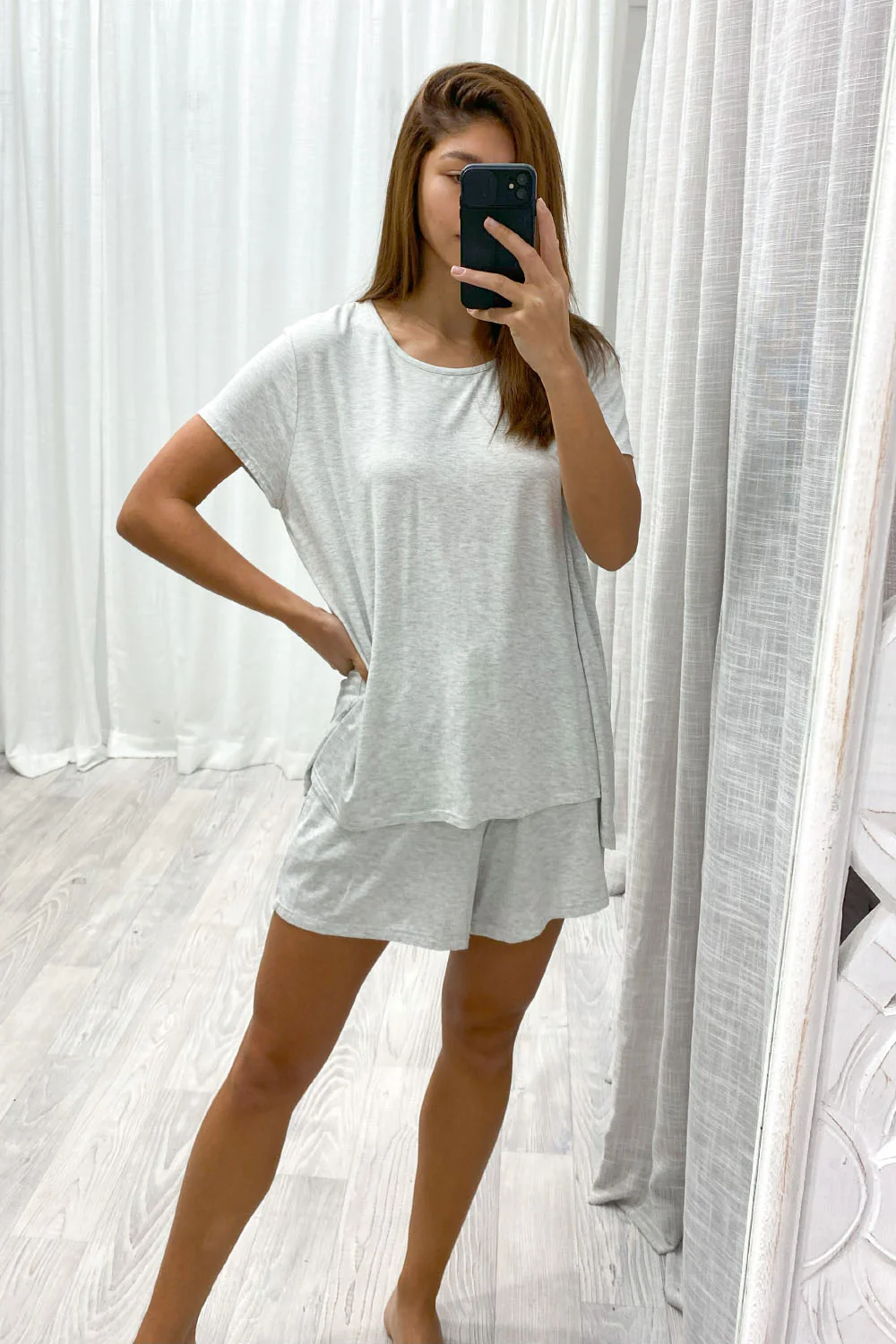 The Comfiest PJs Tee & Shorts Set - Grey Marle - Image 11