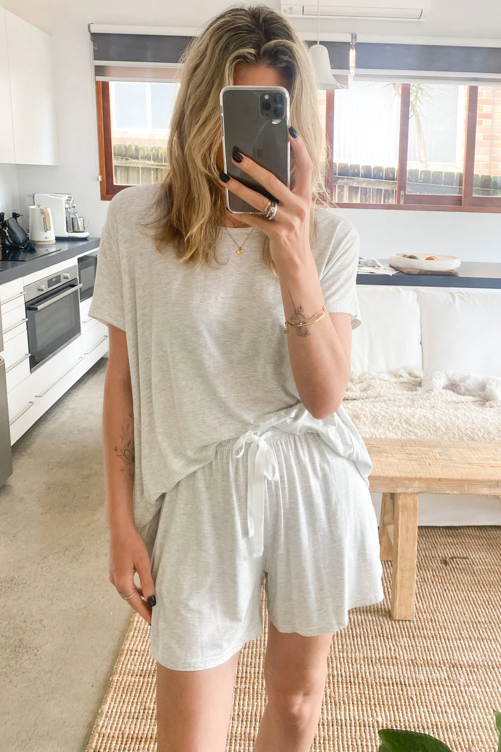 The Comfiest PJs Tee & Shorts Set - Grey Marle - Image 13