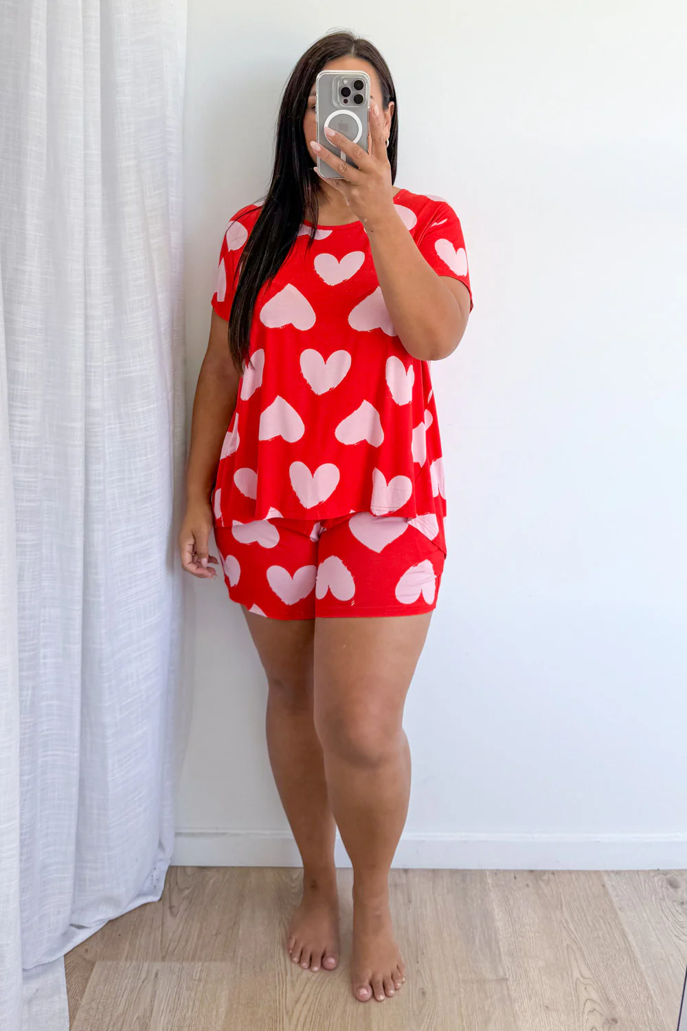 The Comfiest PJs Tee & Shorts Set - Pink Hearts - Image 12