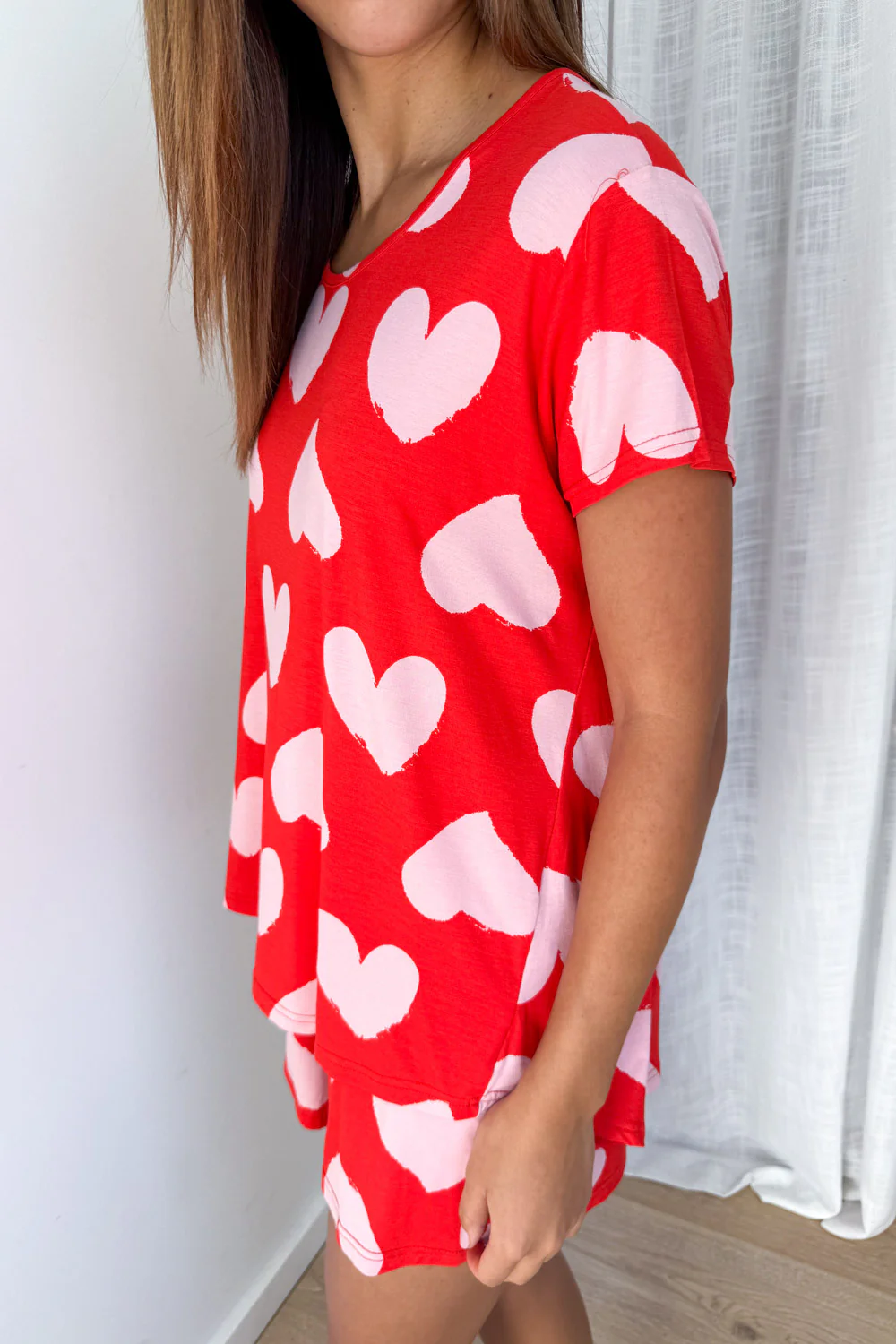 The Comfiest PJs Tee & Shorts Set - Pink Hearts - Image 4