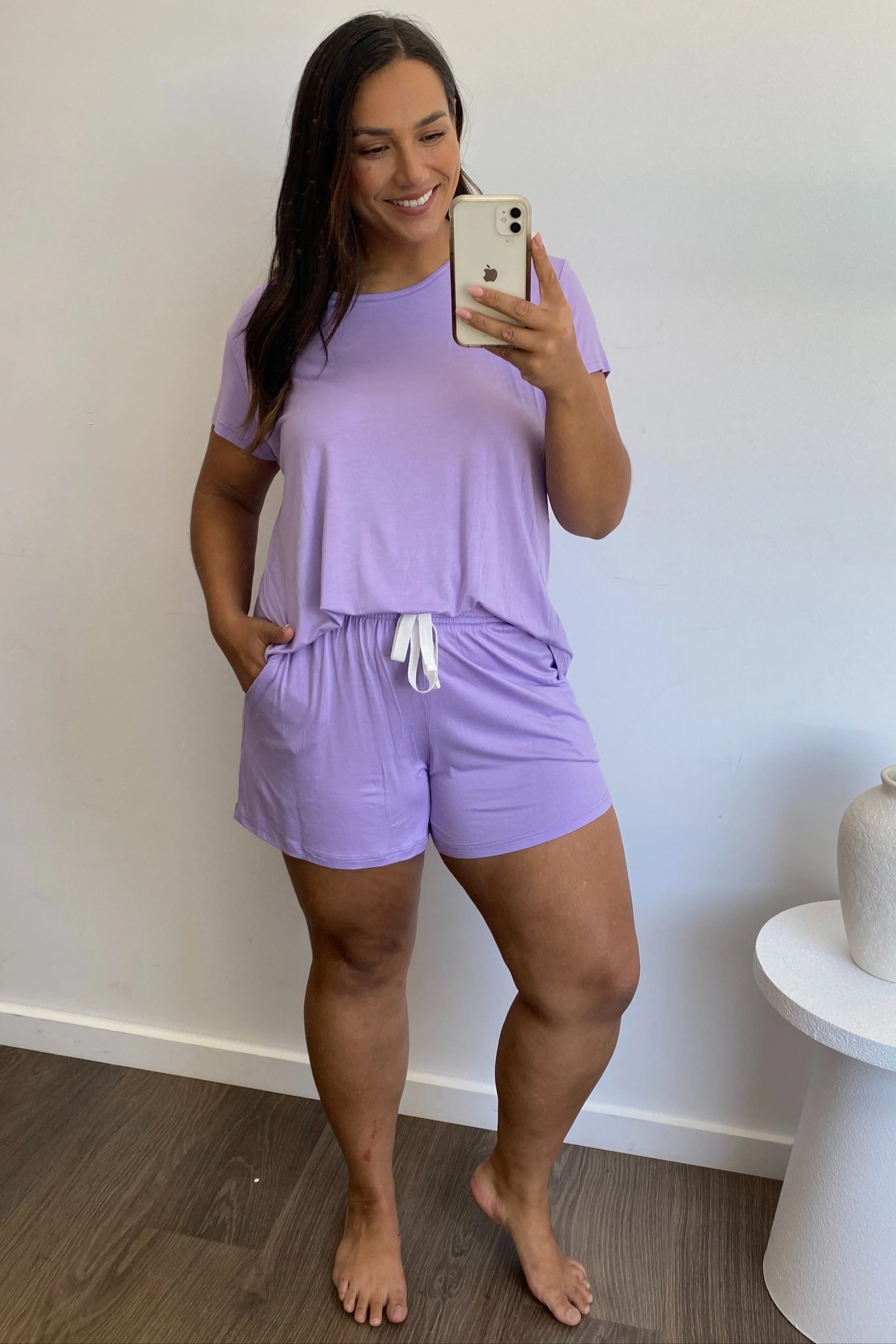 The Comfiest PJs Tee & Shorts Set - Purple Bubblegum - Image 11