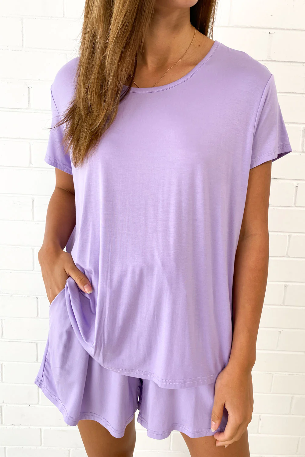 The Comfiest PJs Tee & Shorts Set - Purple Bubblegum - Image 4