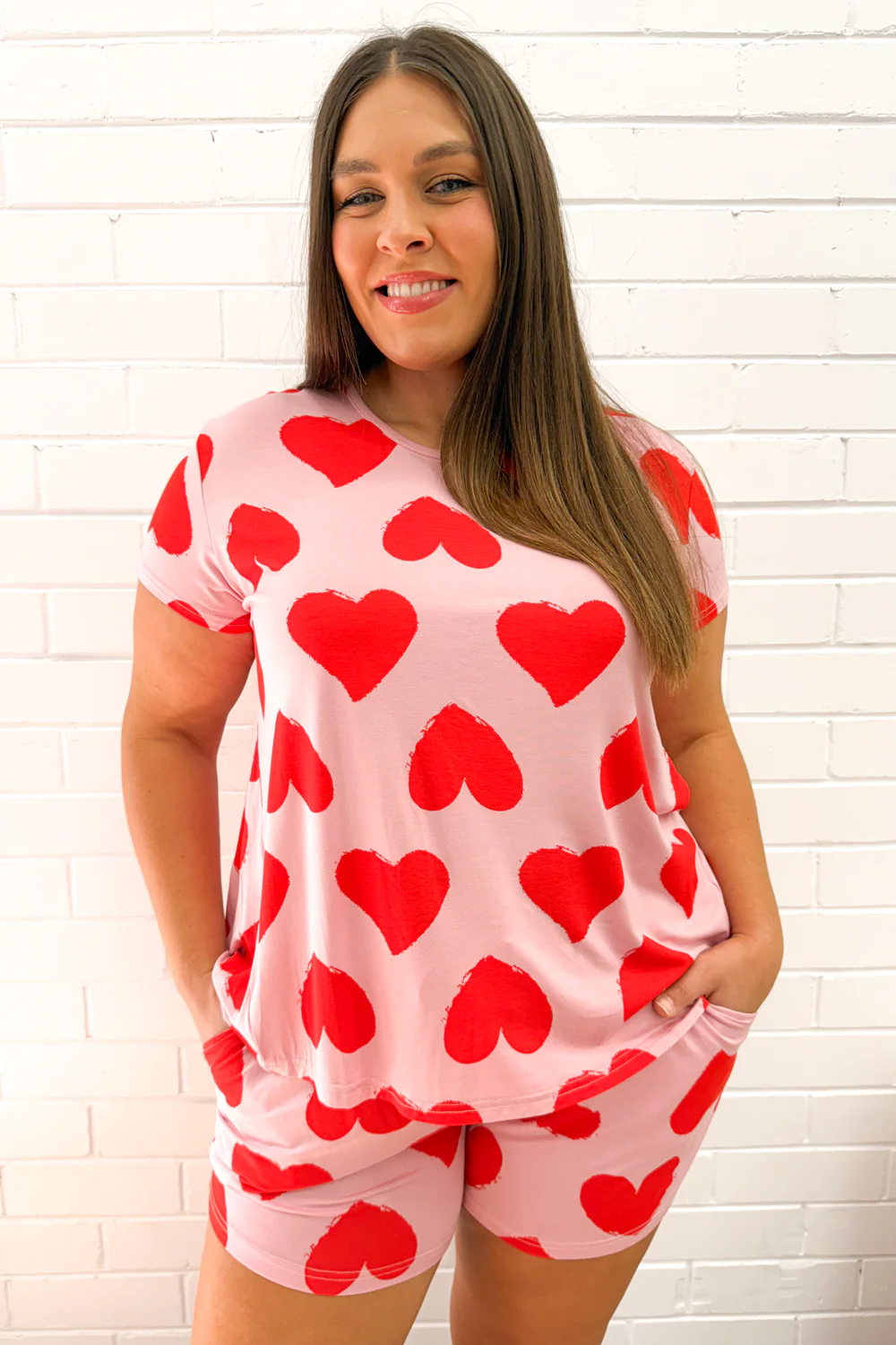The Comfiest PJs Tee & Shorts Set - Red Hearts - Image 12
