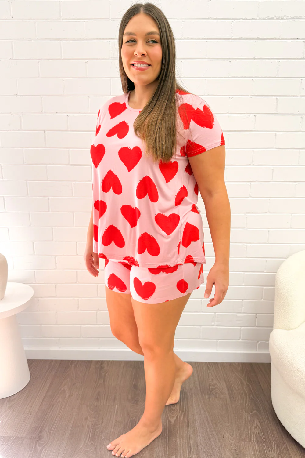 The Comfiest PJs Tee & Shorts Set - Red Hearts - Image 15
