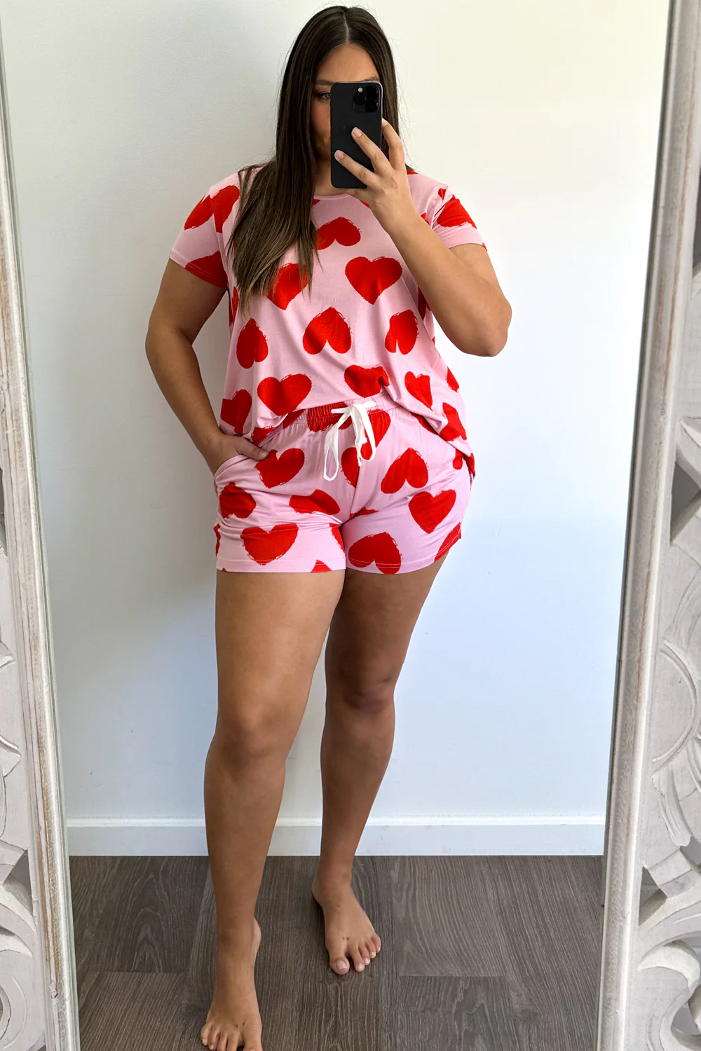The Comfiest PJs Tee & Shorts Set - Red Hearts - Image 16
