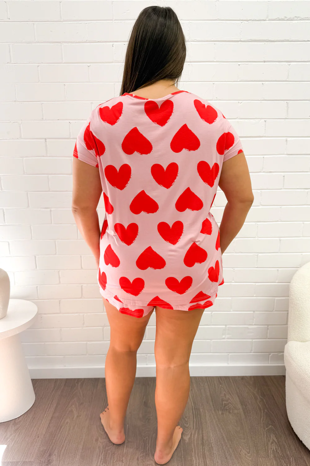 The Comfiest PJs Tee & Shorts Set - Red Hearts - Image 17