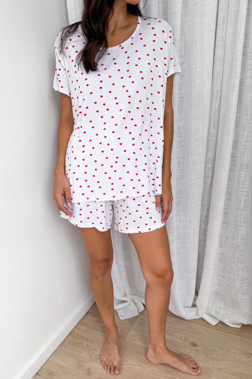 The Comfiest PJs Tee & Shorts Set - Red Mini Hearts - Image 3