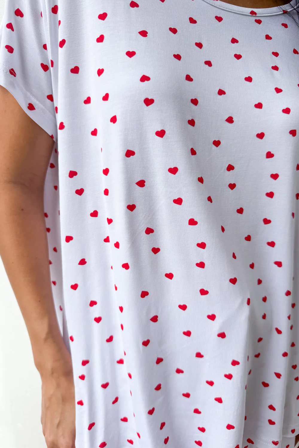 The Comfiest PJs Tee & Shorts Set - Red Mini Hearts - Image 4