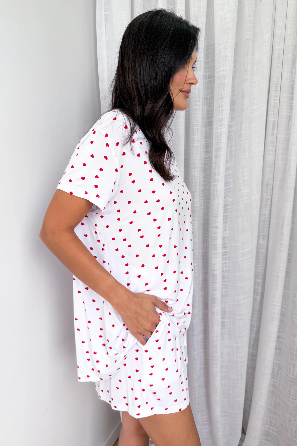 The Comfiest PJs Tee & Shorts Set - Red Mini Hearts - Image 6