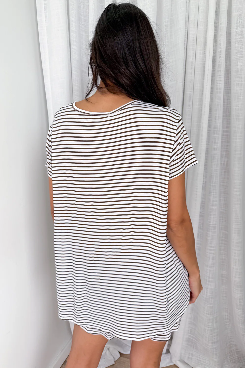 The Comfiest PJs Tee & Shorts Set - White Chocolate Stripe - Image 8