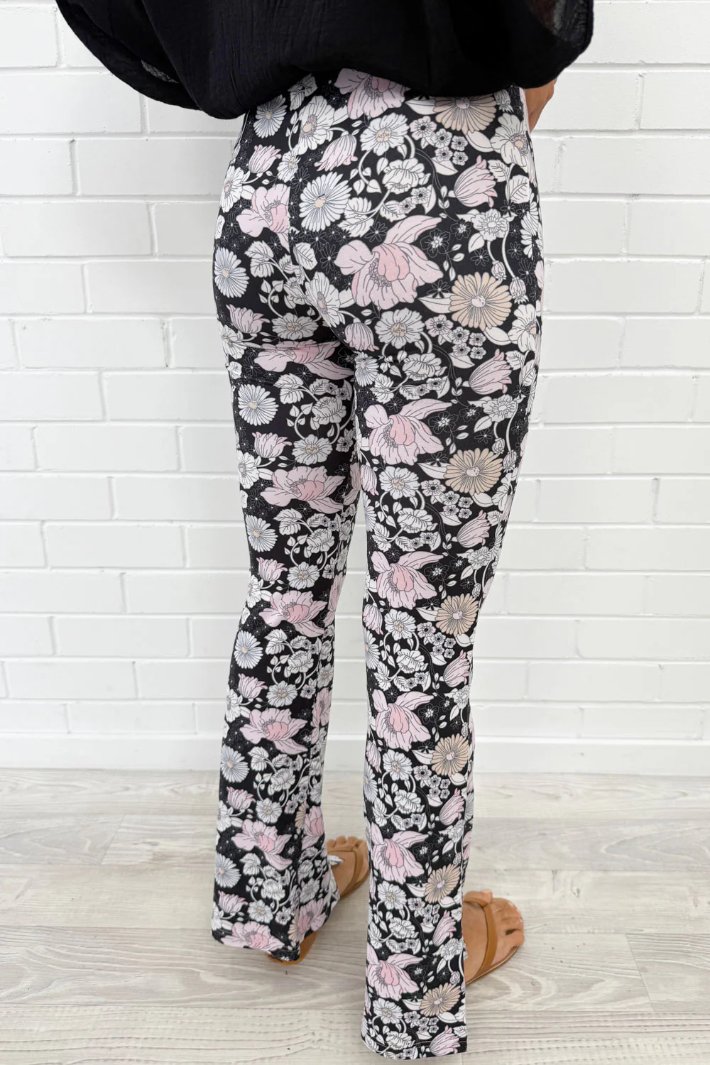 The Flarey Tights - Black White Floral - Image 2