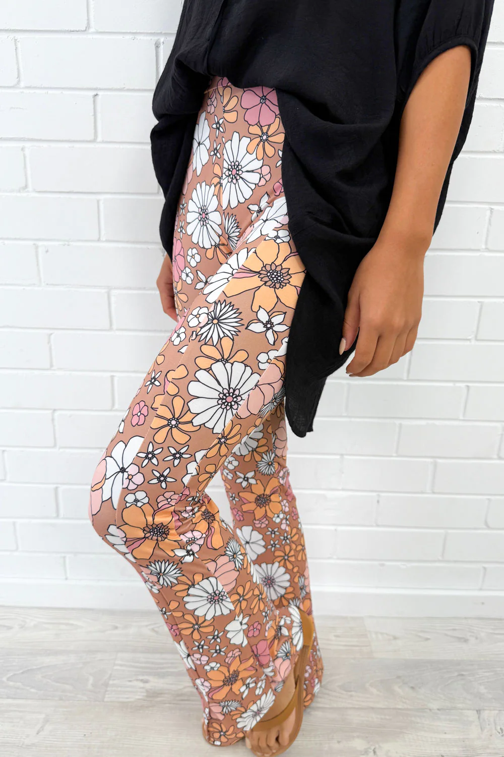 The Flarey Tights - Nude Pink Floral - Image 3