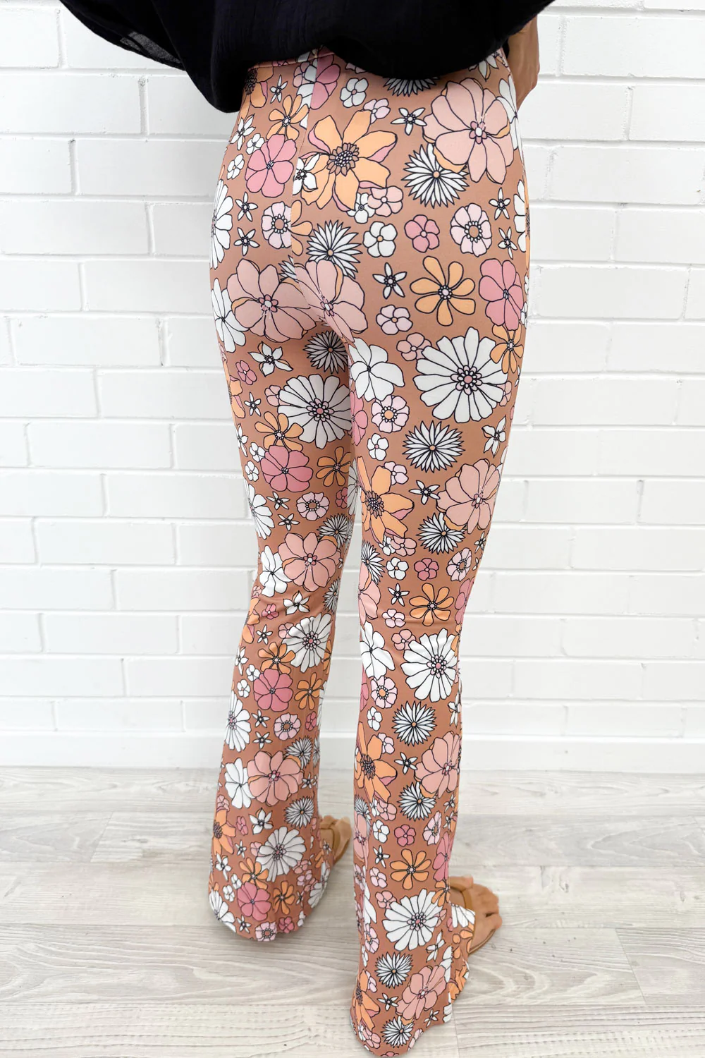The Flarey Tights - Nude Pink Floral - Image 4
