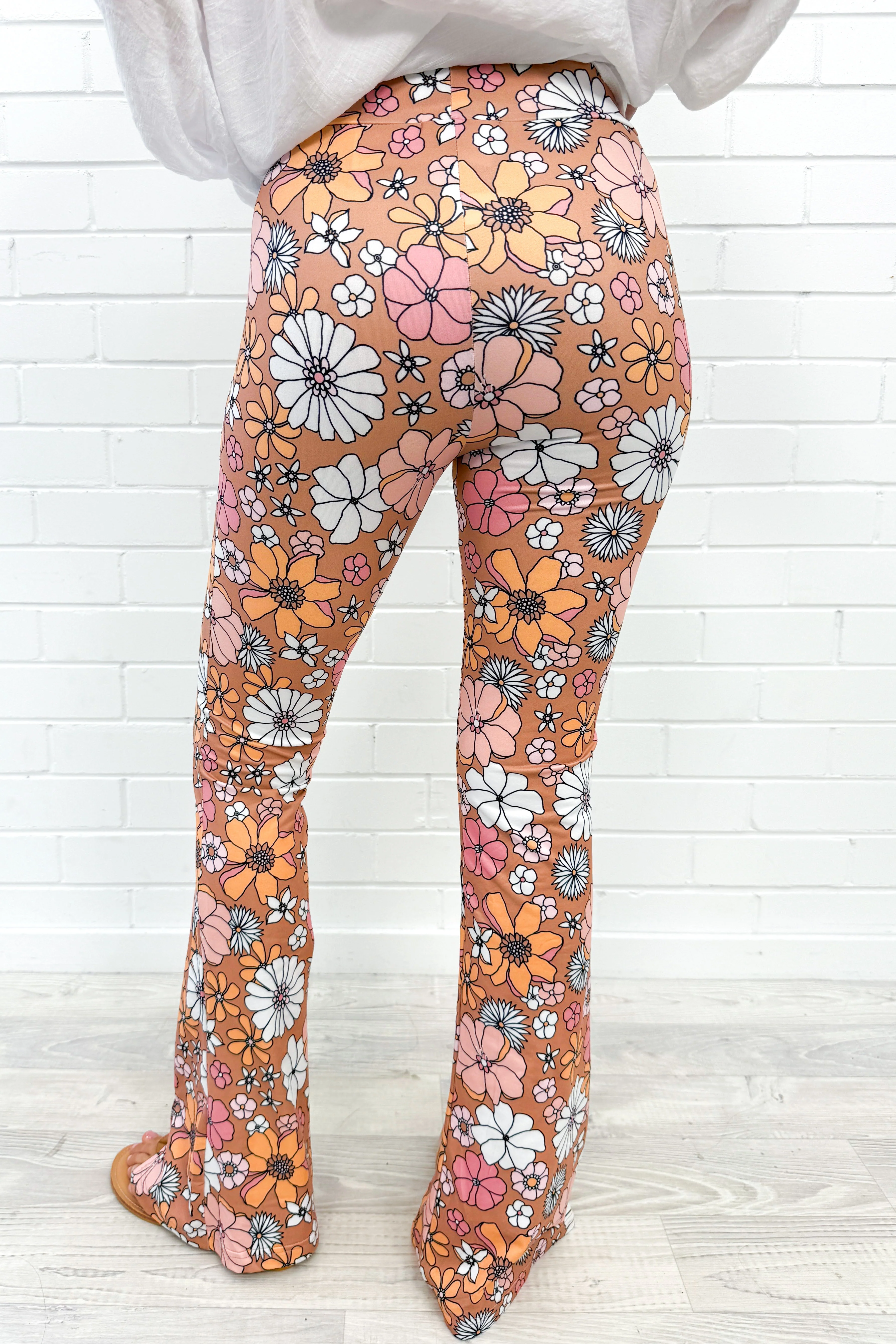 The Flarey Tights - Nude Pink Floral - Image 8
