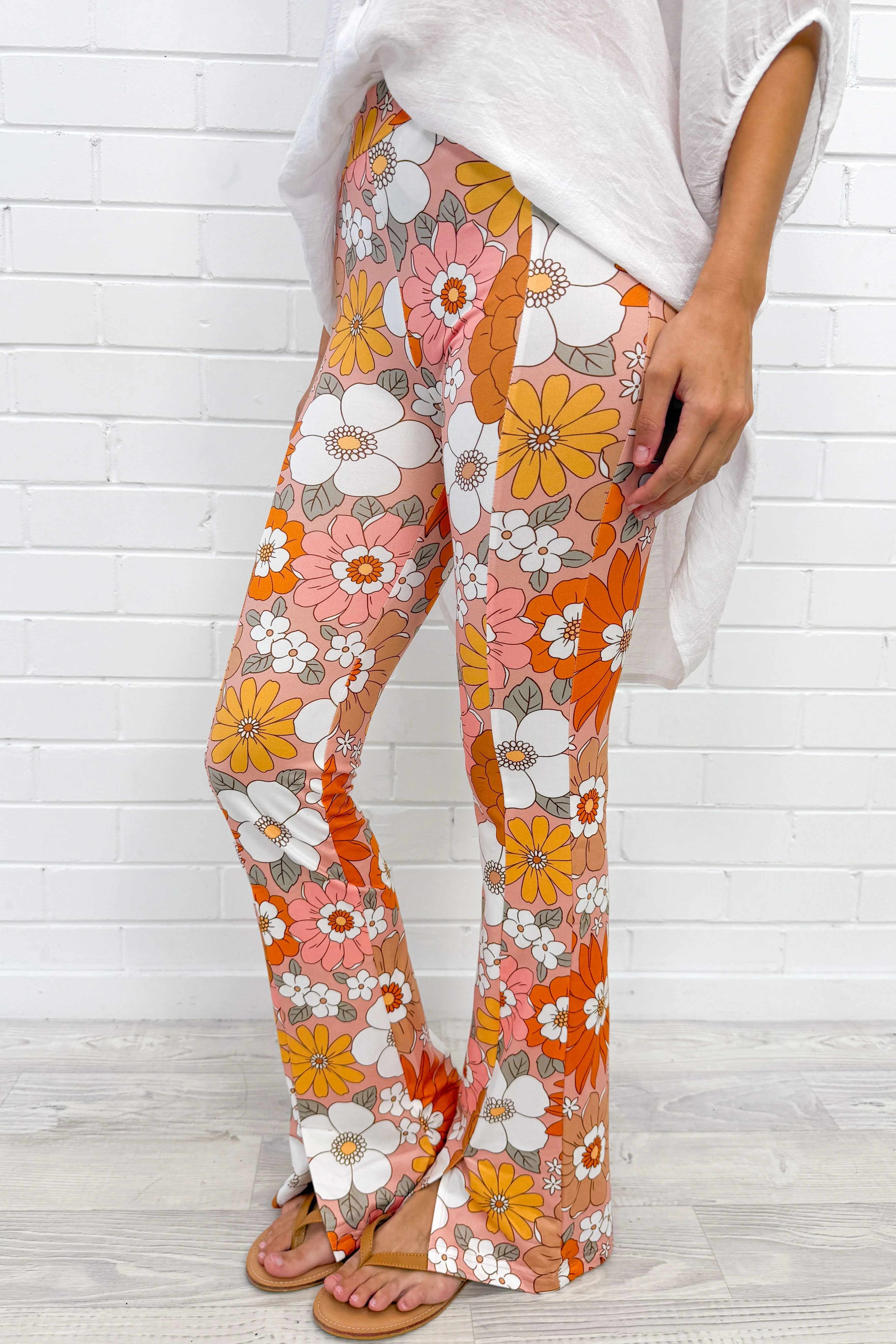 The Flarey Tights - Orange Floral - Image 11