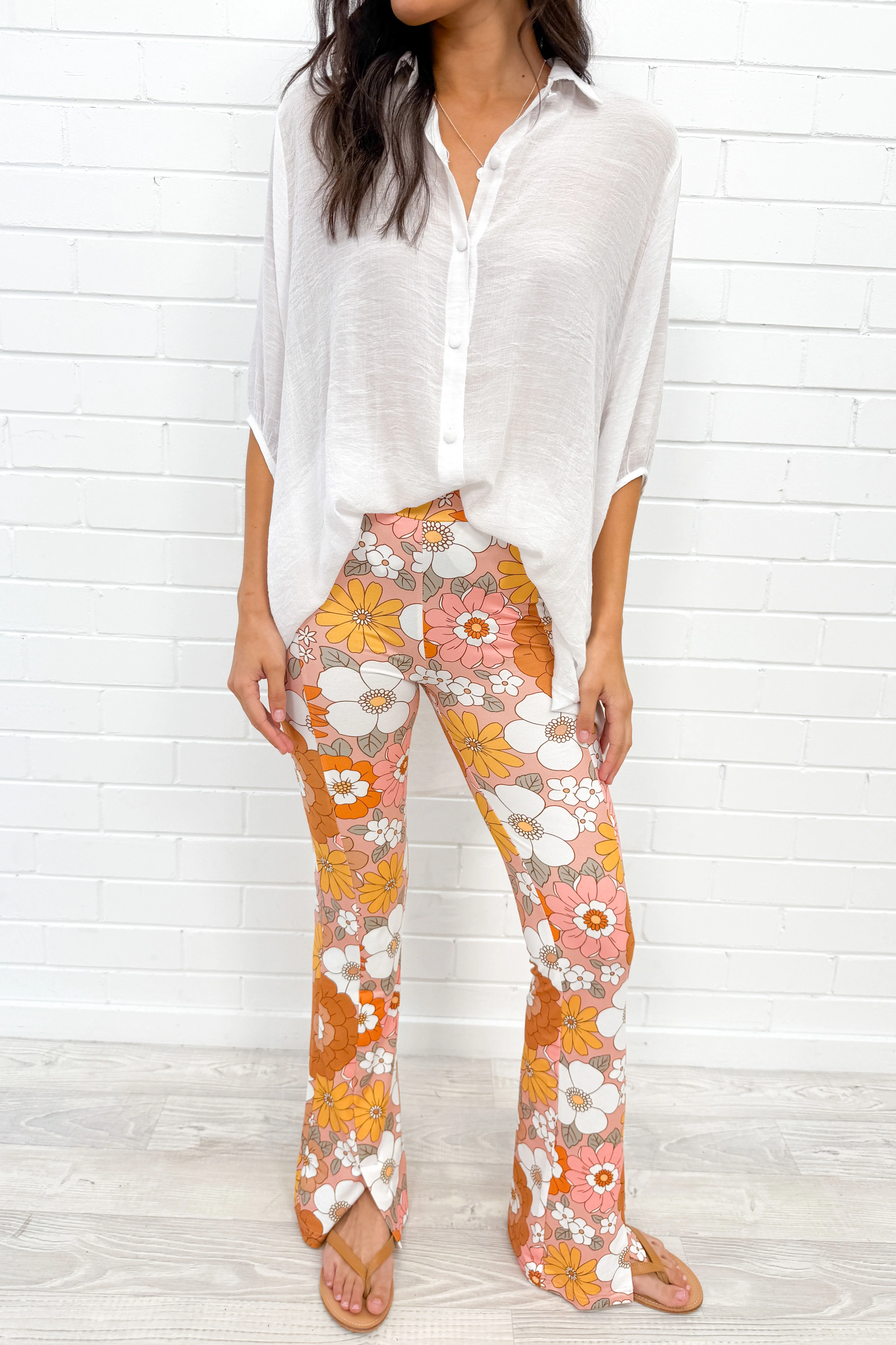 The Flarey Tights - Orange Floral - Image 13