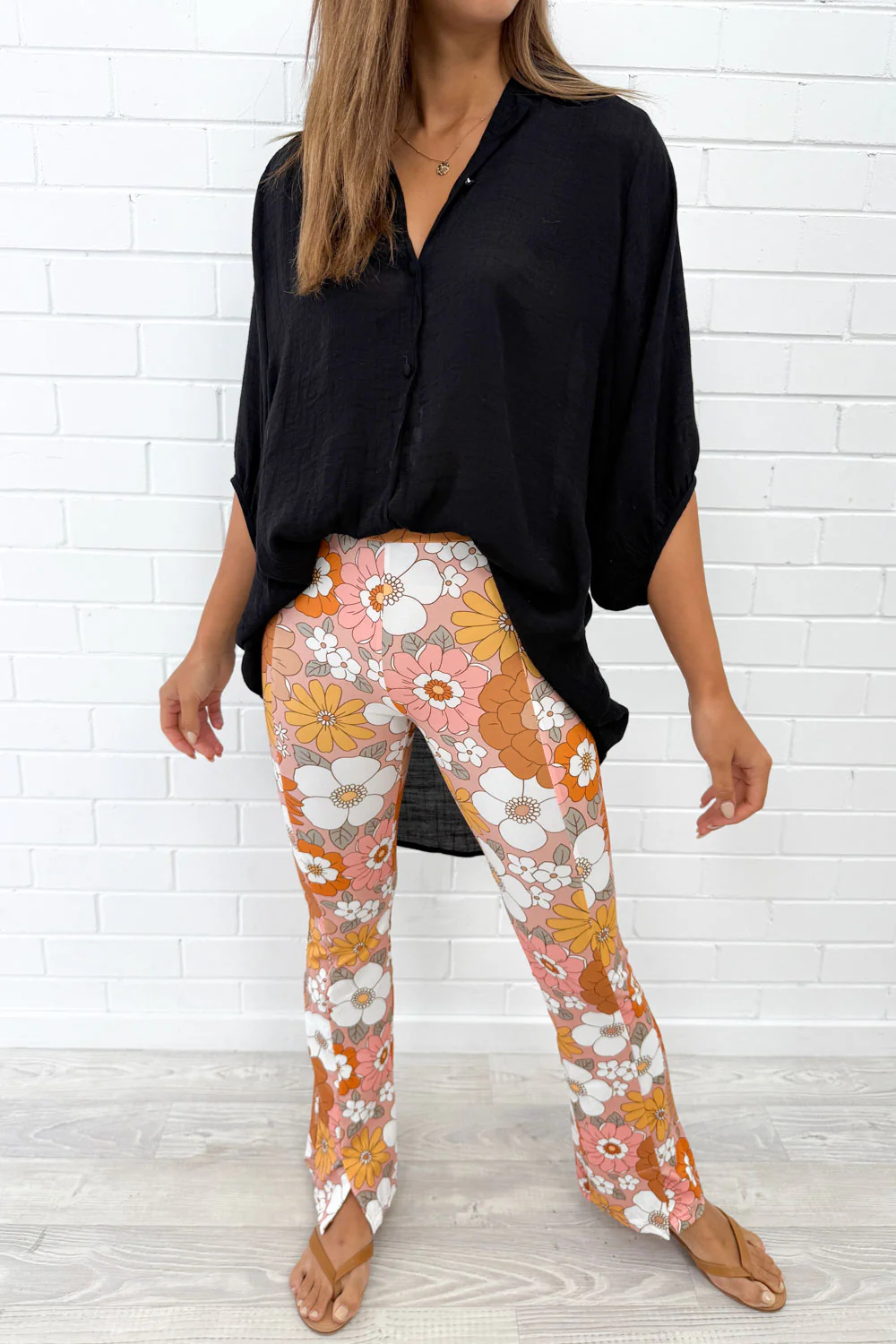 The Flarey Tights - Orange Floral - Image 6