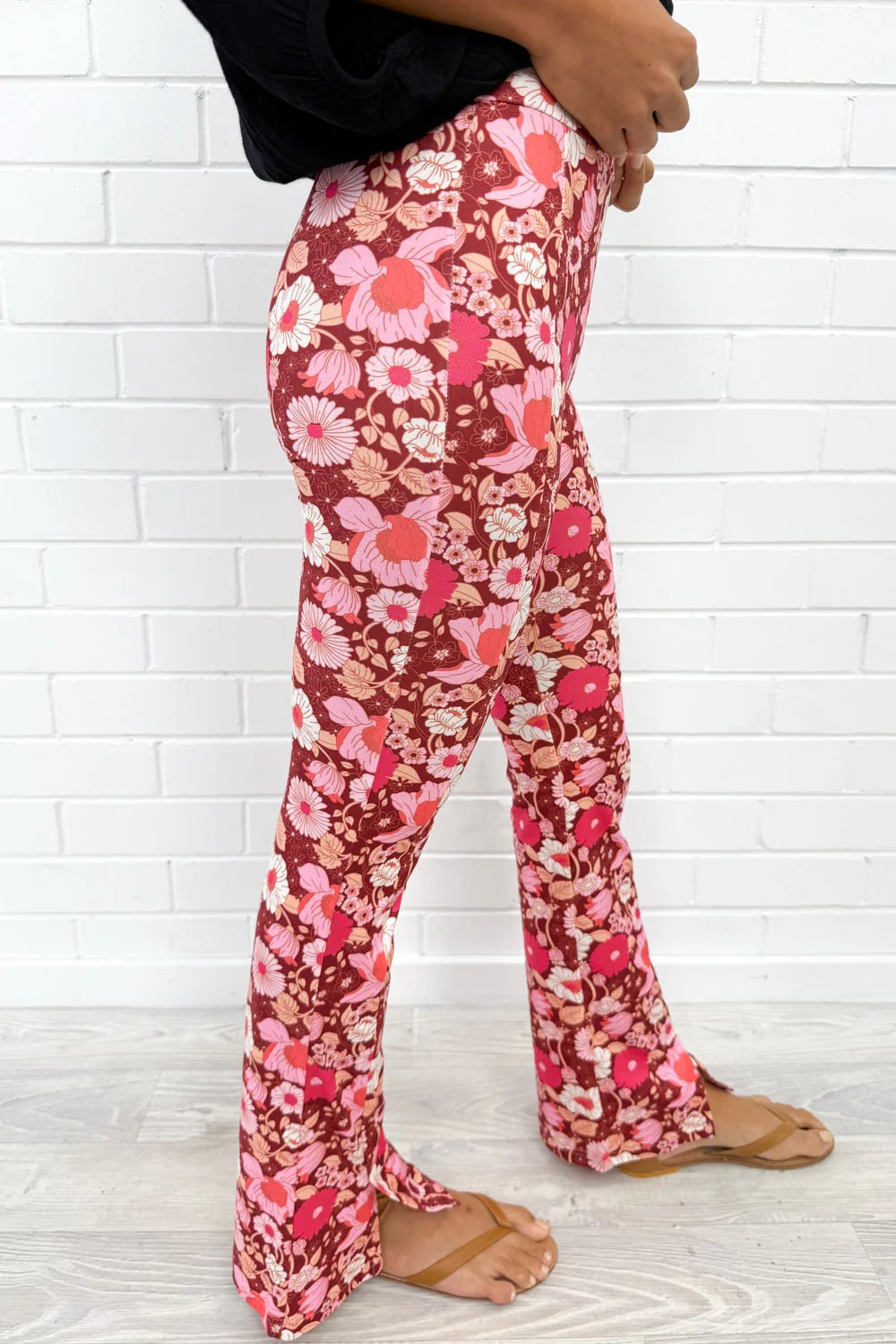 The Flarey Tights - Red Pink Floral - Image 3