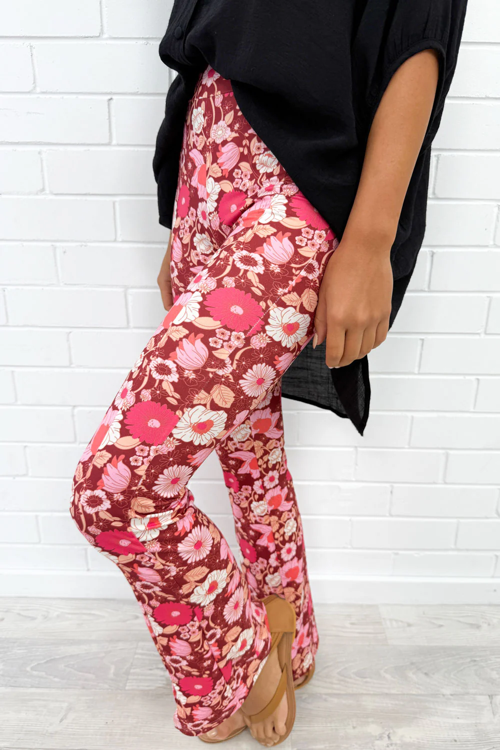 The Flarey Tights - Red Pink Floral - Image 4
