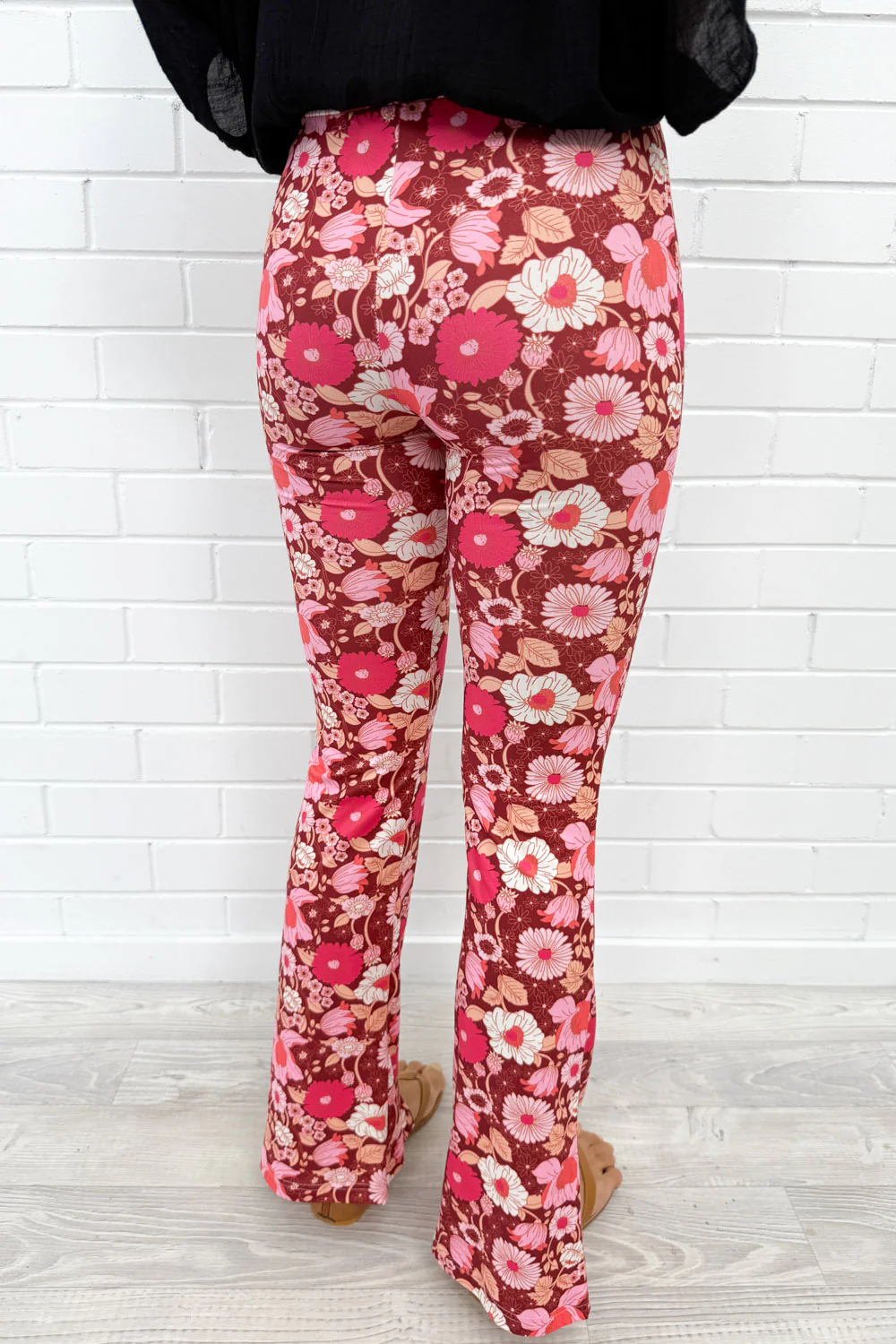 The Flarey Tights - Red Pink Floral - Image 5