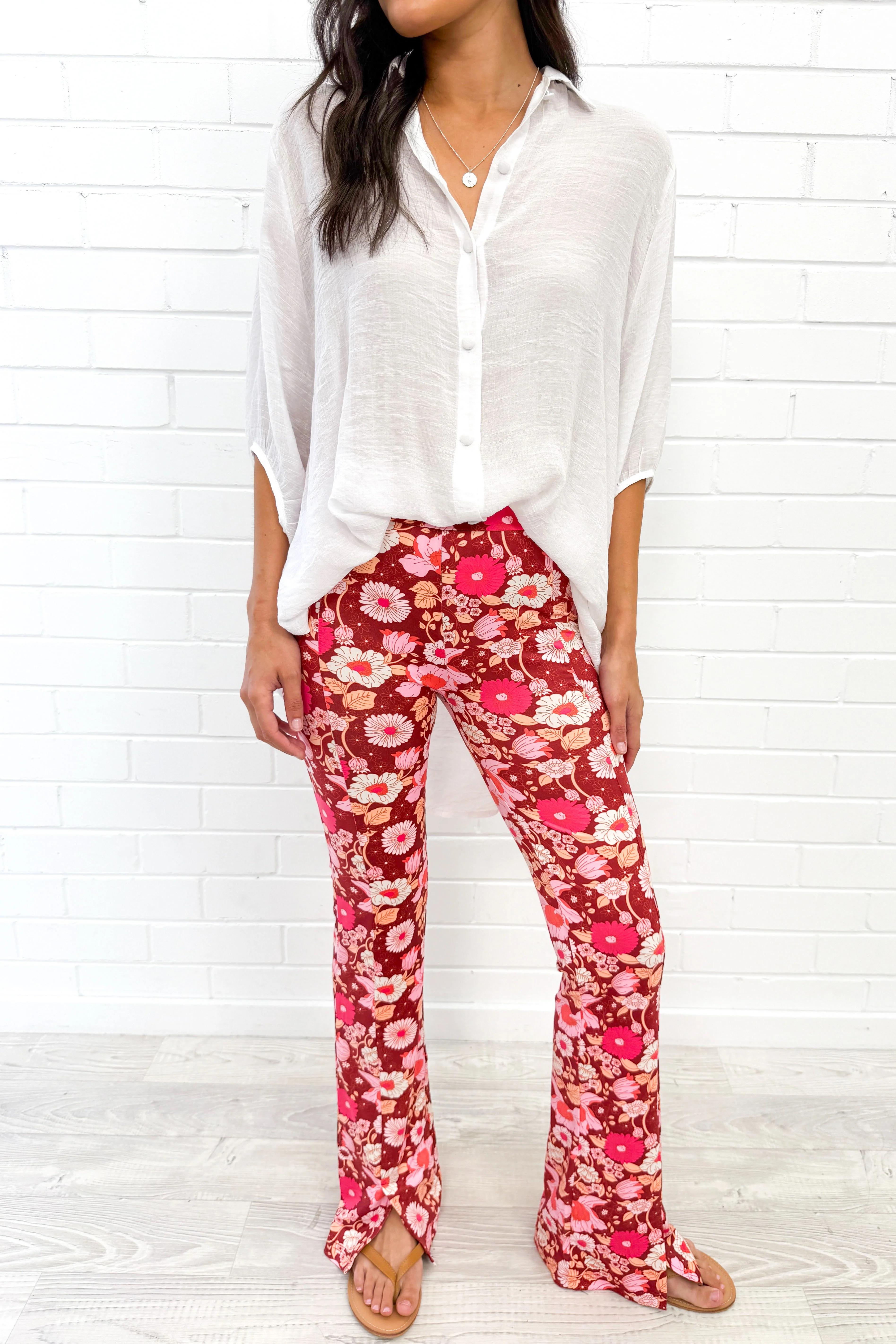 The Flarey Tights - Red Pink Floral - Image 6