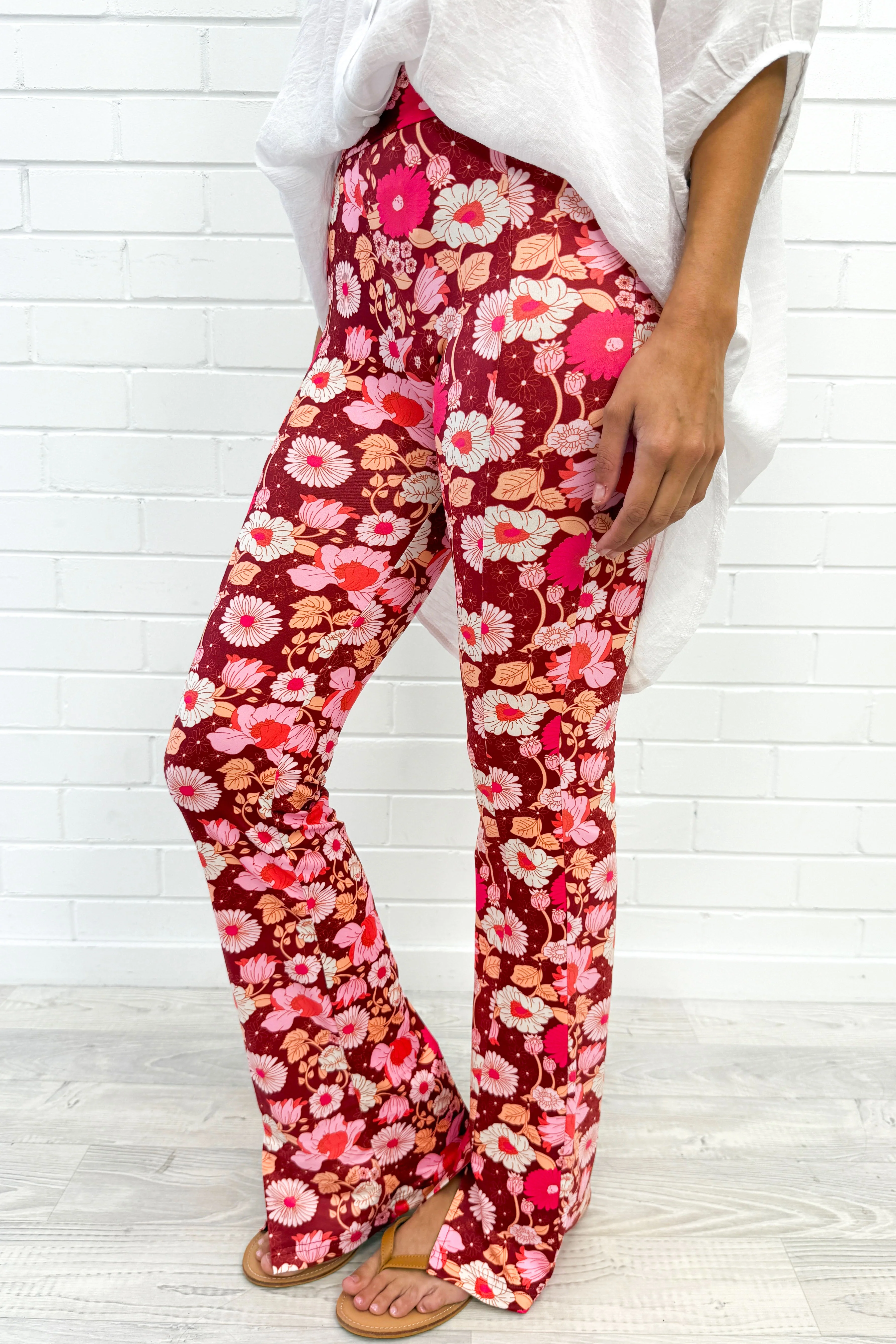 The Flarey Tights - Red Pink Floral - Image 7