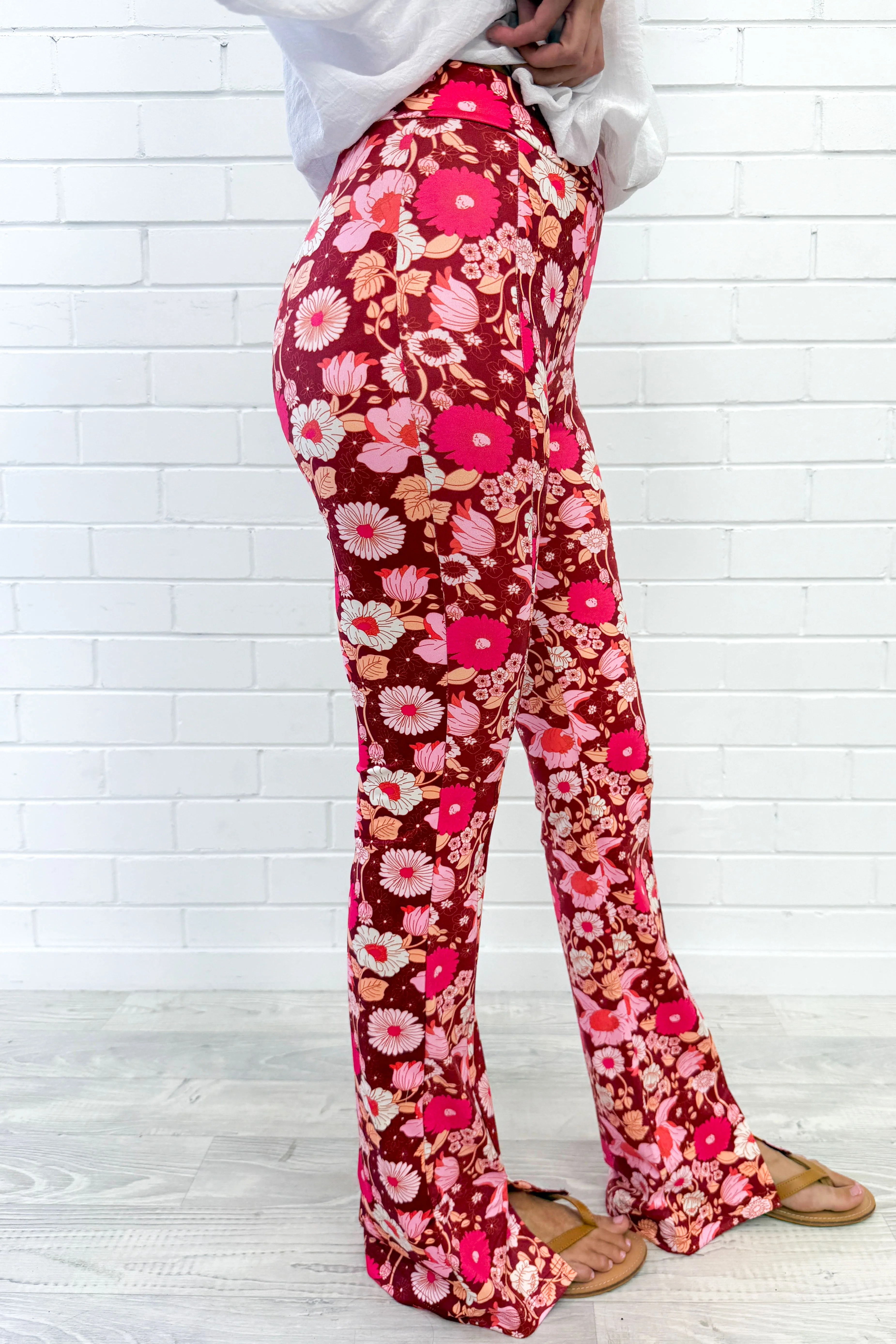 The Flarey Tights - Red Pink Floral - Image 8
