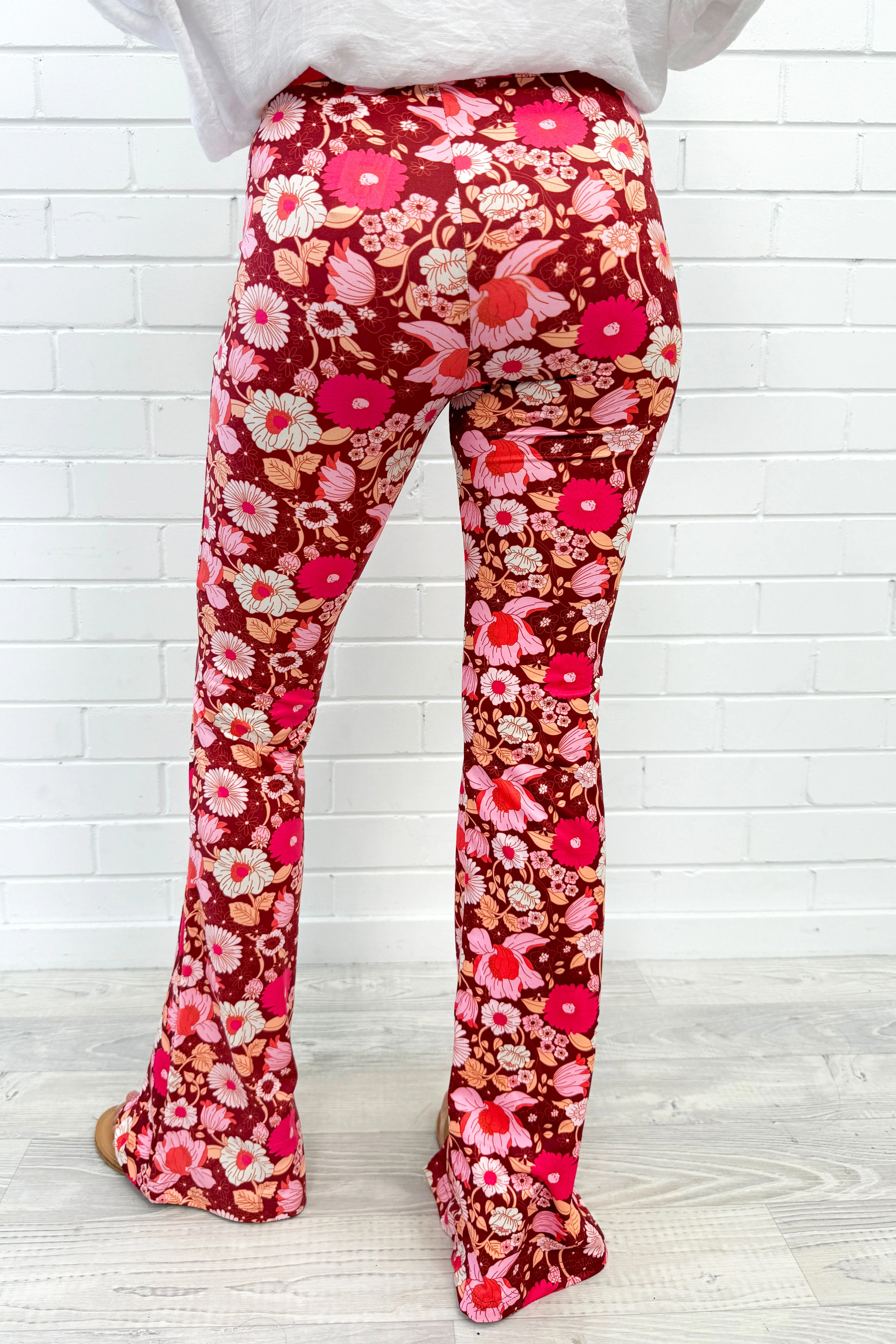 The Flarey Tights - Red Pink Floral - Image 9