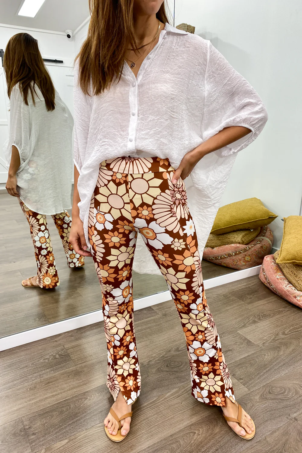 The Flarey Tights - Terracotta Floral - Image 2