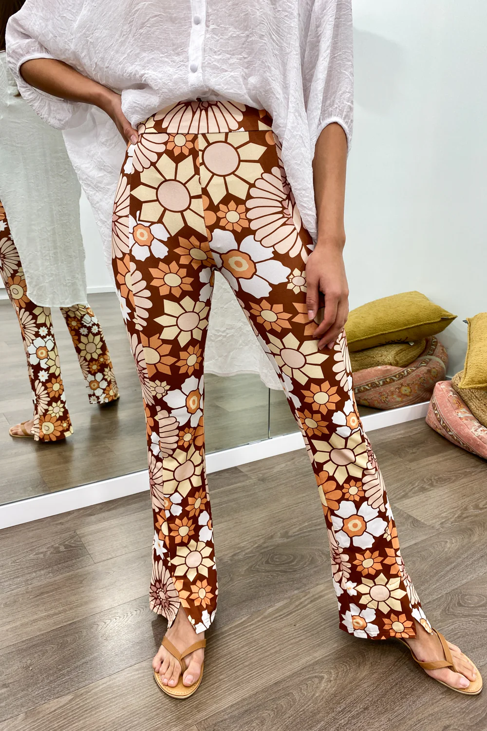 The Flarey Tights - Terracotta Floral - Image 3