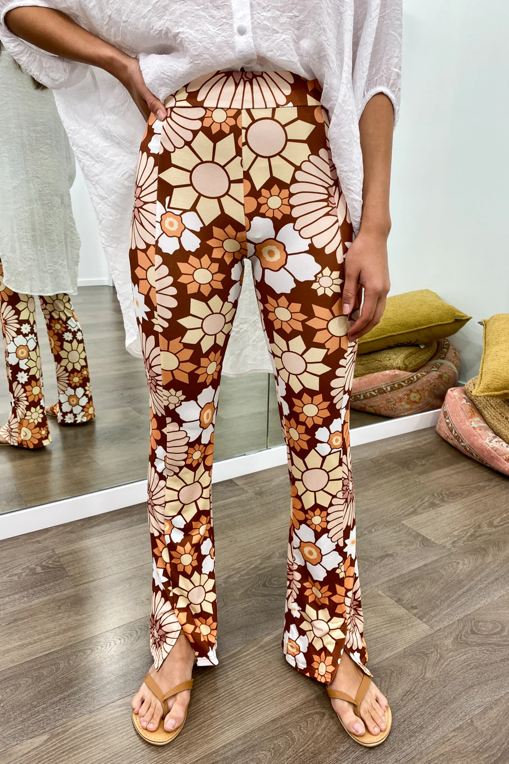 The Flarey Tights - Terracotta Floral - Image 4