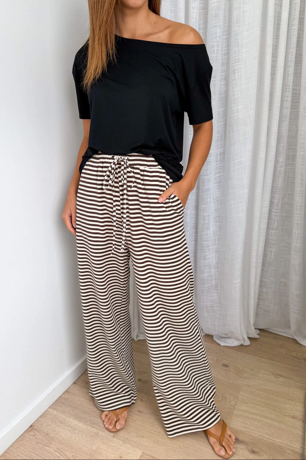 The Unwind Lounge Pants - Chocolate Stripe - Image 6