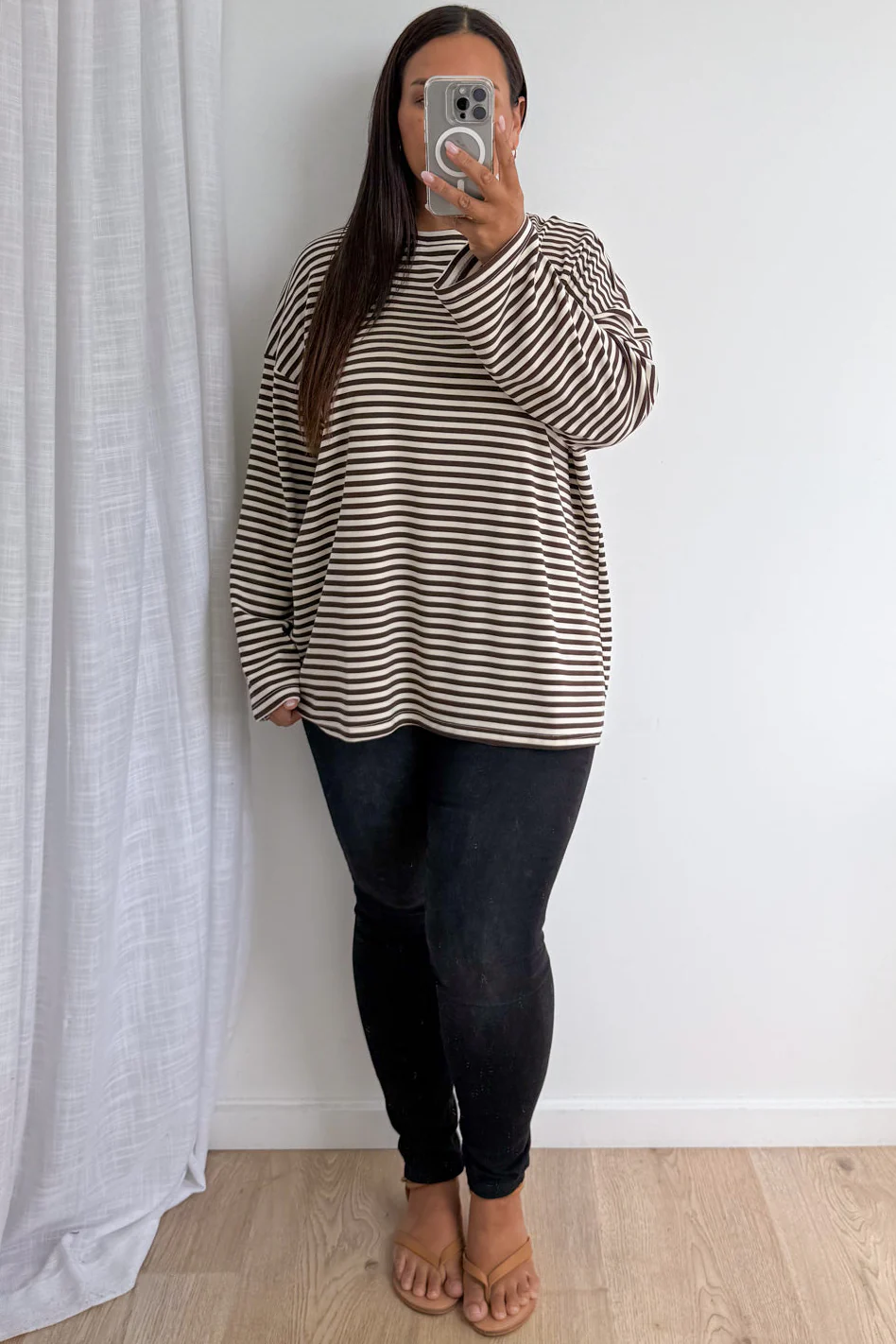 The Unwind Lounge Top - Chocolate Stripe - Image 12