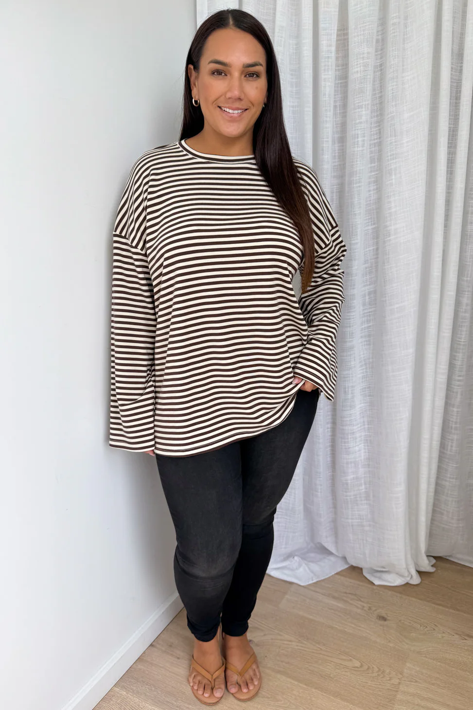 The Unwind Lounge Top - Chocolate Stripe - Image 13