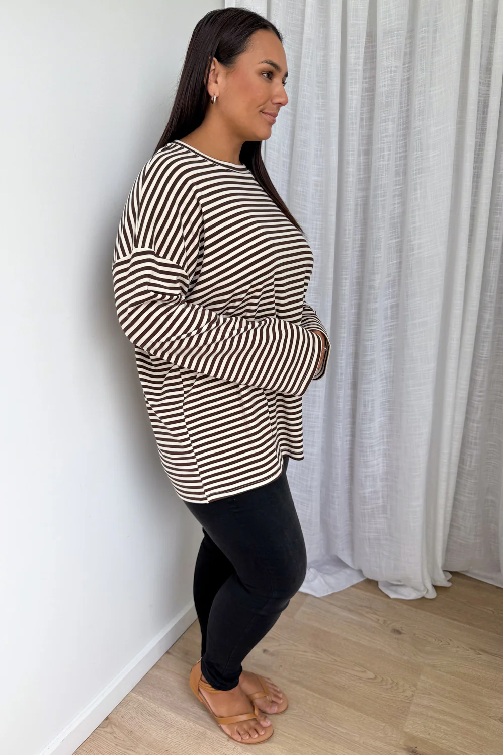 The Unwind Lounge Top - Chocolate Stripe - Image 14