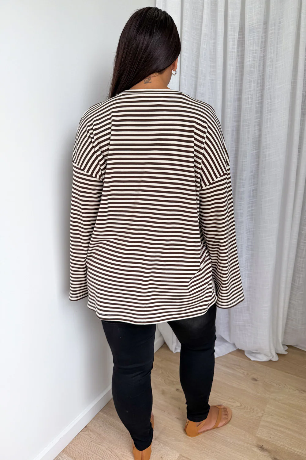 The Unwind Lounge Top - Chocolate Stripe - Image 15