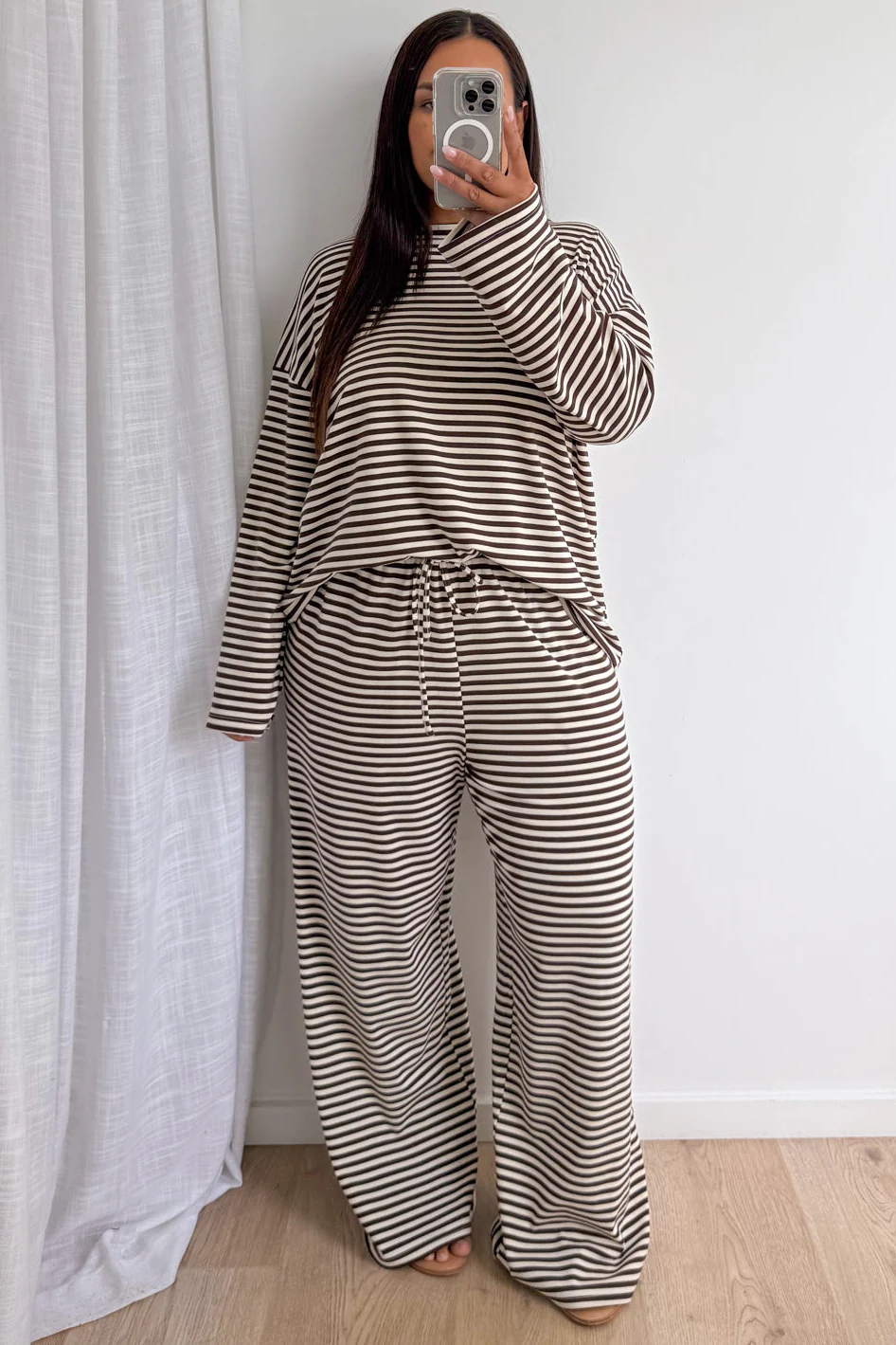 The Unwind Lounge Top - Chocolate Stripe - Image 16