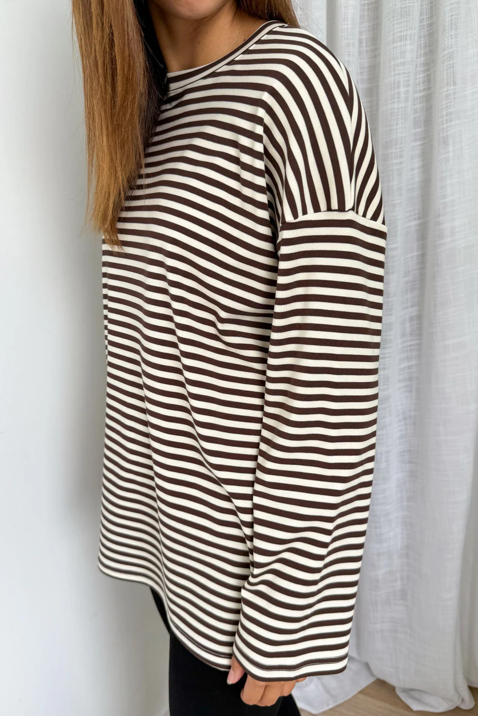 The Unwind Lounge Top - Chocolate Stripe - Image 6