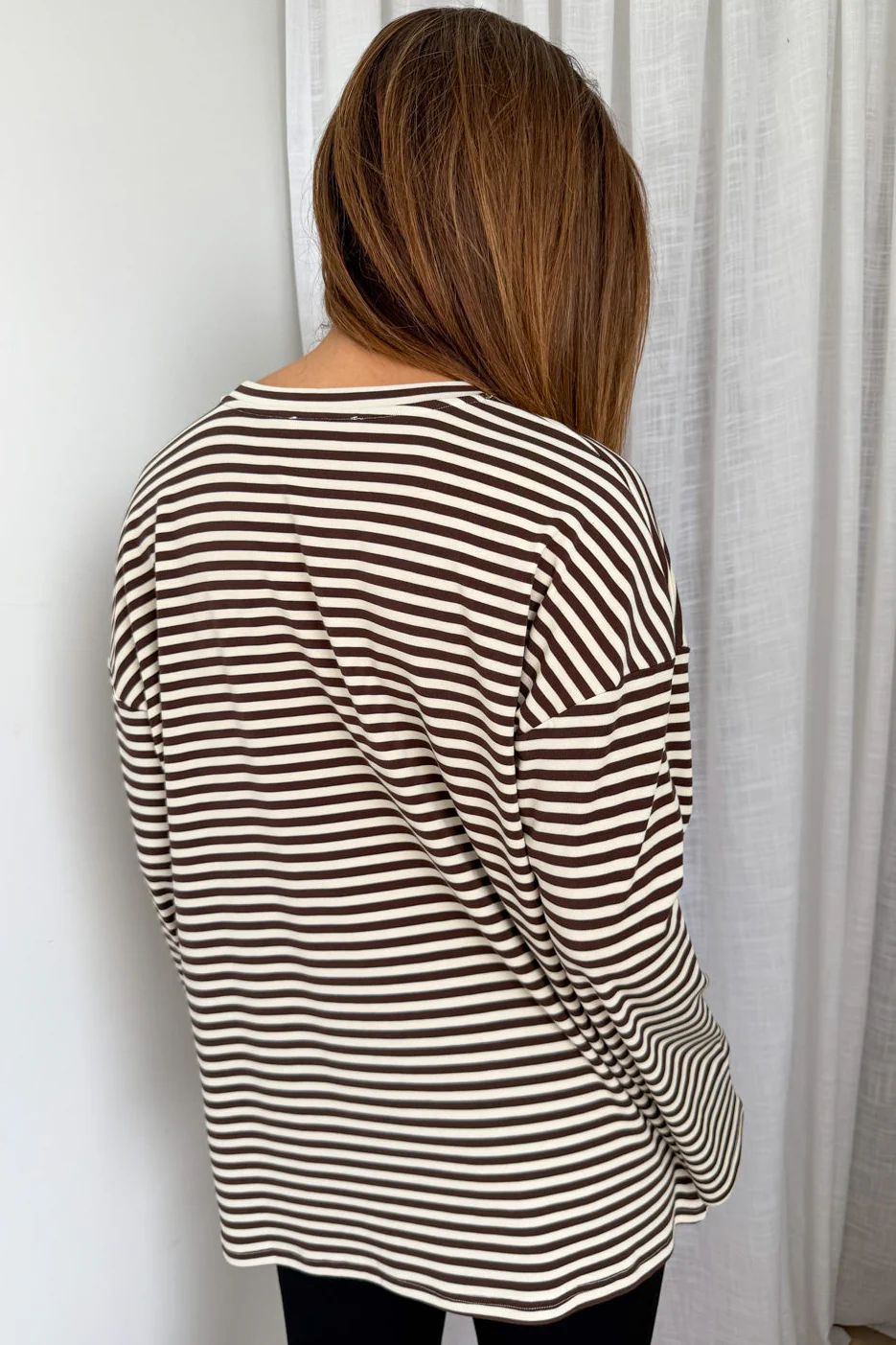 The Unwind Lounge Top - Chocolate Stripe - Image 8